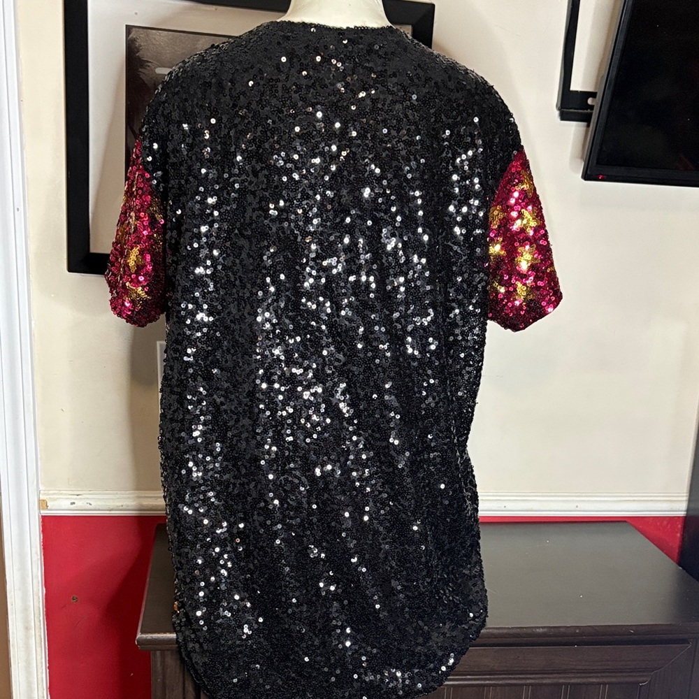 Simply Southern Black Sequin Mini Dress with Pink Cake Graphic - Picture 4 of 6